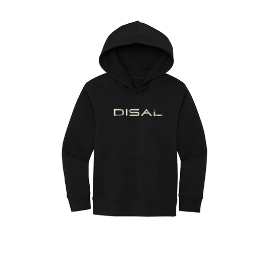 Black youth hoodie with ivory logo