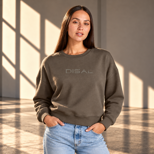 Mocha cropped crewneck sweatshirt with fog logo