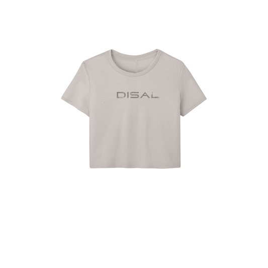 Heather Dust cropped tee with fog logo