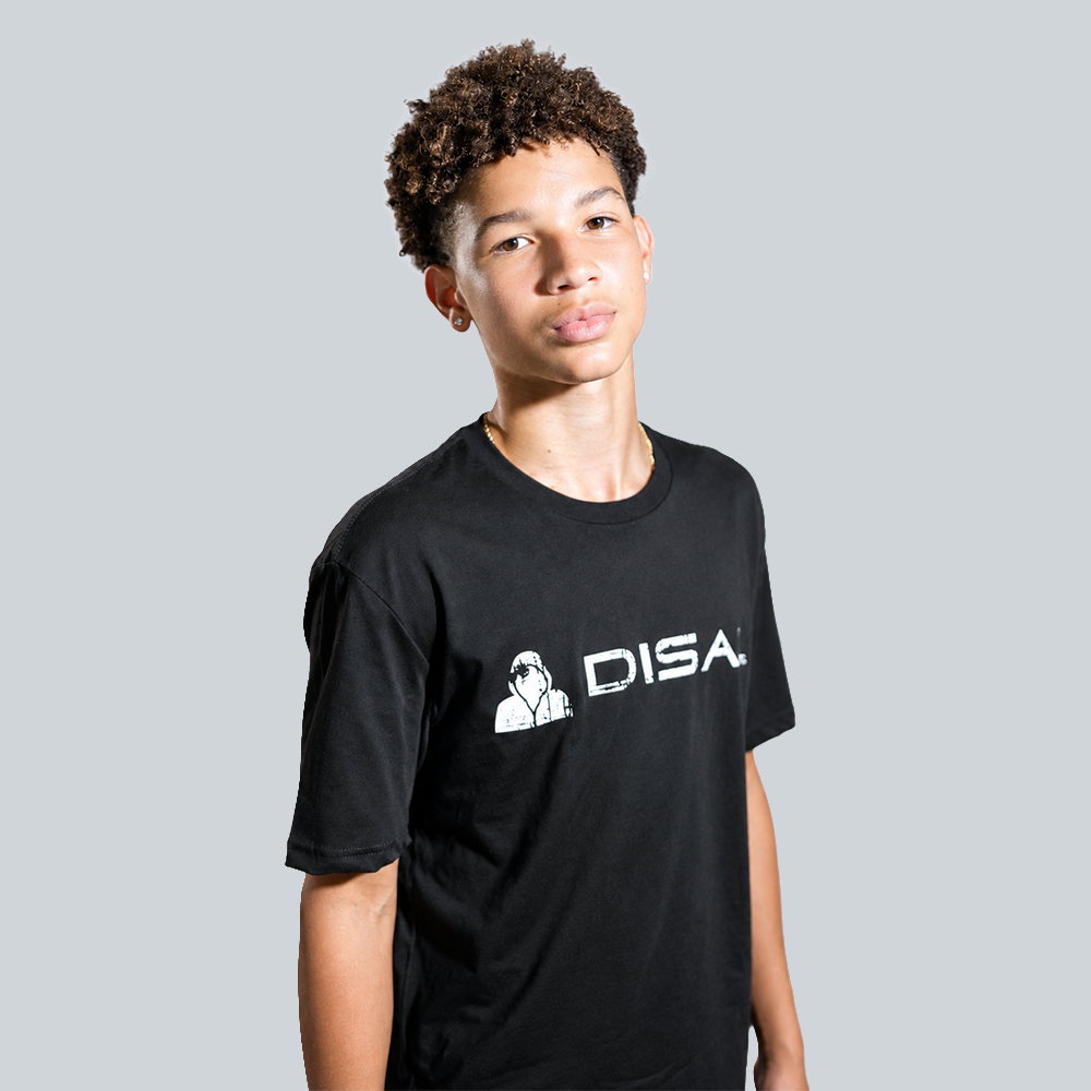 Black DISAL Soft Blend Tee with ivory logo