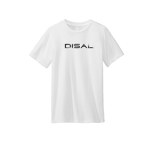 White tee with black logo