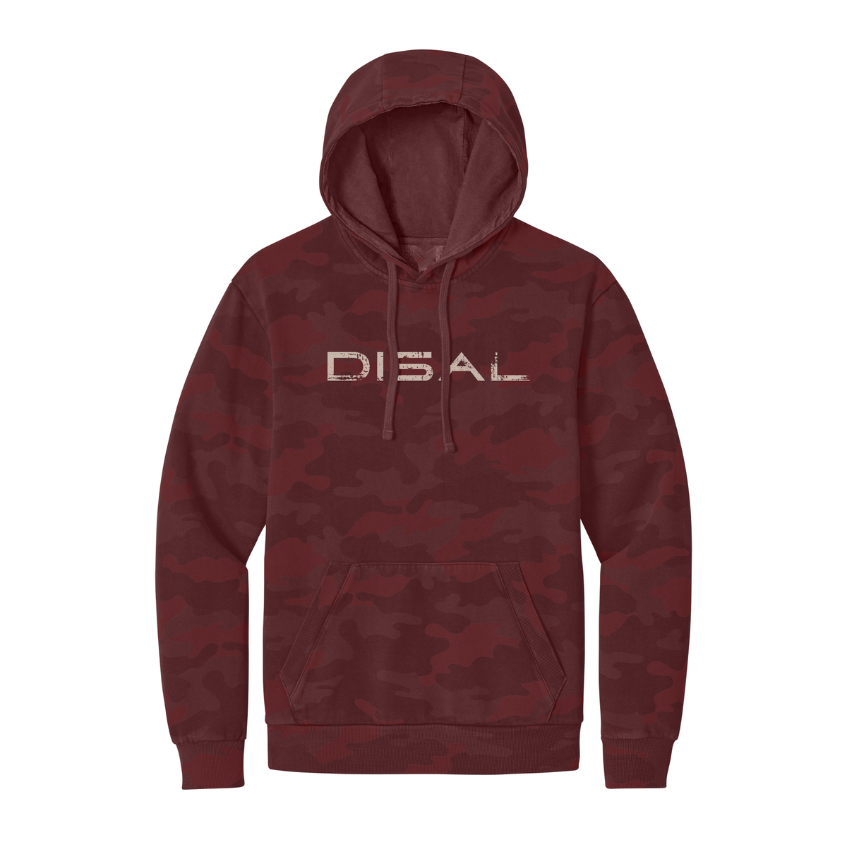 Bordeaux Washed camo hoodie with ivory logo