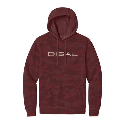 Bordeaux Washed camo hoodie with ivory logo