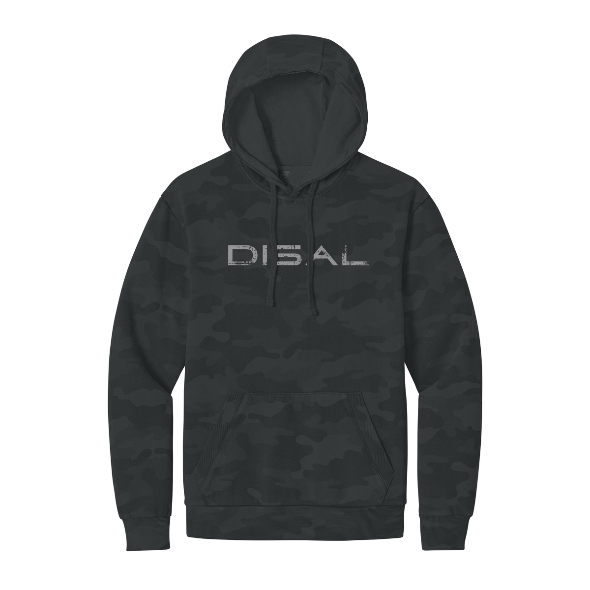 Black Washed camo hoodie with graphite logo